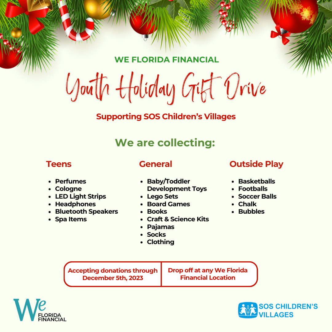 •	SOS Children’s Villages Youth Holiday Gift Drive