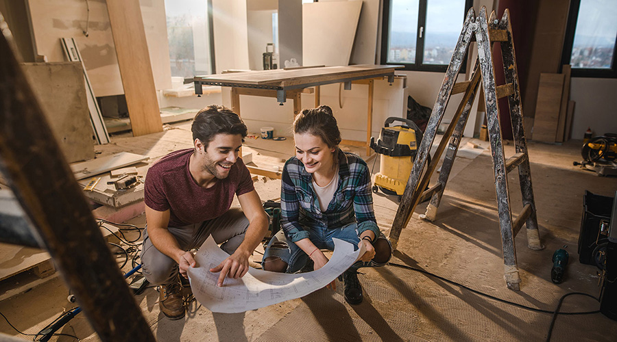 couple renovating home